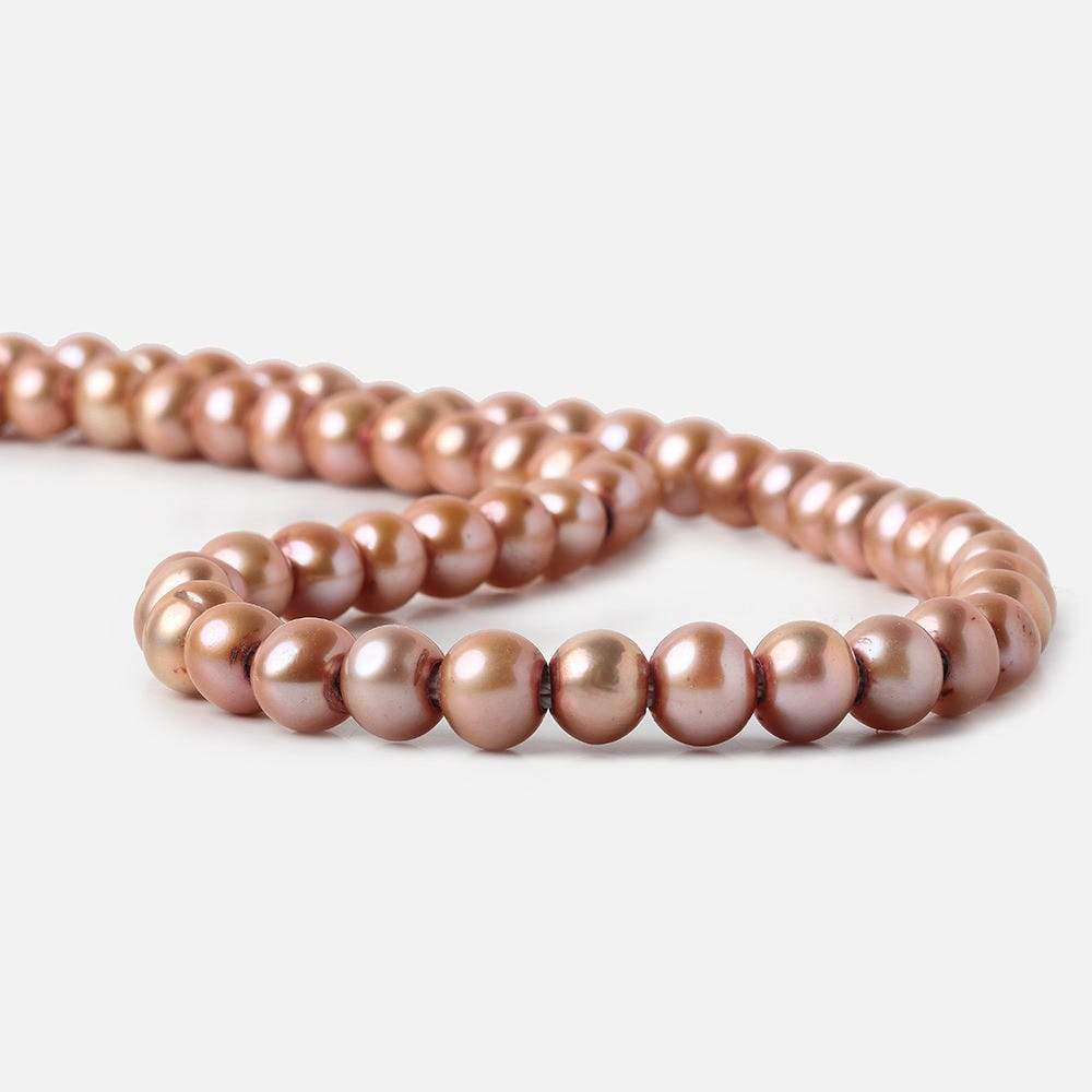 7mm Salmon Large Hole Off Round Freshwater Pearls 15 inches 65 pieces - Beadsofcambay.com