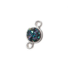 7mm Silver .925 Bezel Mystic Mermaid Green Drusy Coin Connector 1 piece - Beadsofcambay.com