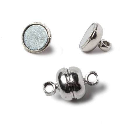 7mm Silver Rhodium plated Magnetic Clasp Set of 5 pieces - Beadsofcambay.com