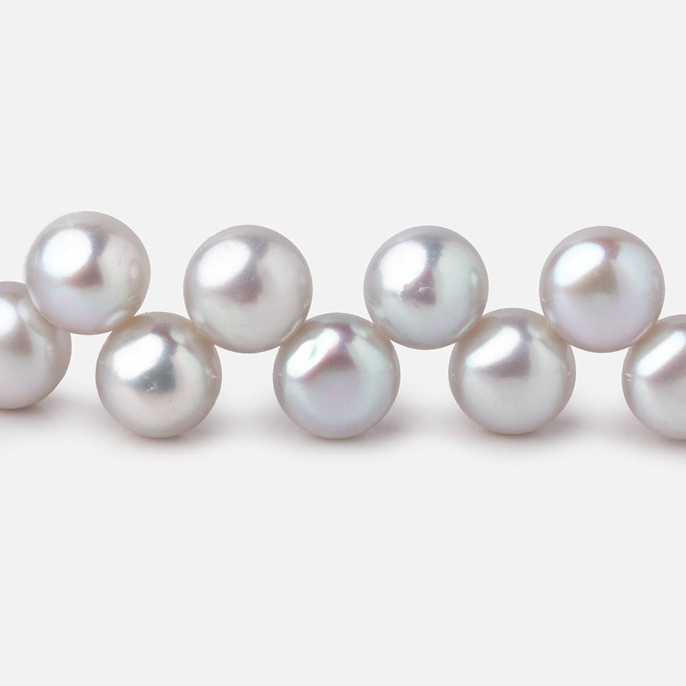 7mm Silver Top Drill Button Freshwater Pearls 16 inch 80 Beads - Beadsofcambay.com