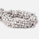7mm Silver Top Drill Button Freshwater Pearls 16 inch 80 Beads - Beadsofcambay.com
