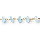 7mm Sky Blue Topaz Faceted Rondelles on Vermeil Chain by the Foot - Beadsofcambay.com
