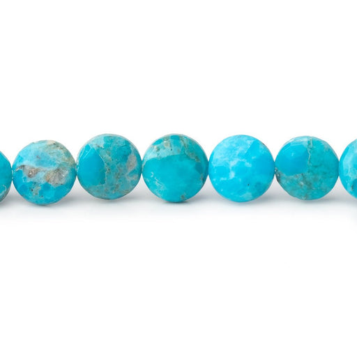 7mm Sleeping Beauty Turquoise Faceted Coins 8 inch 28 Beads - Beadsofcambay.com