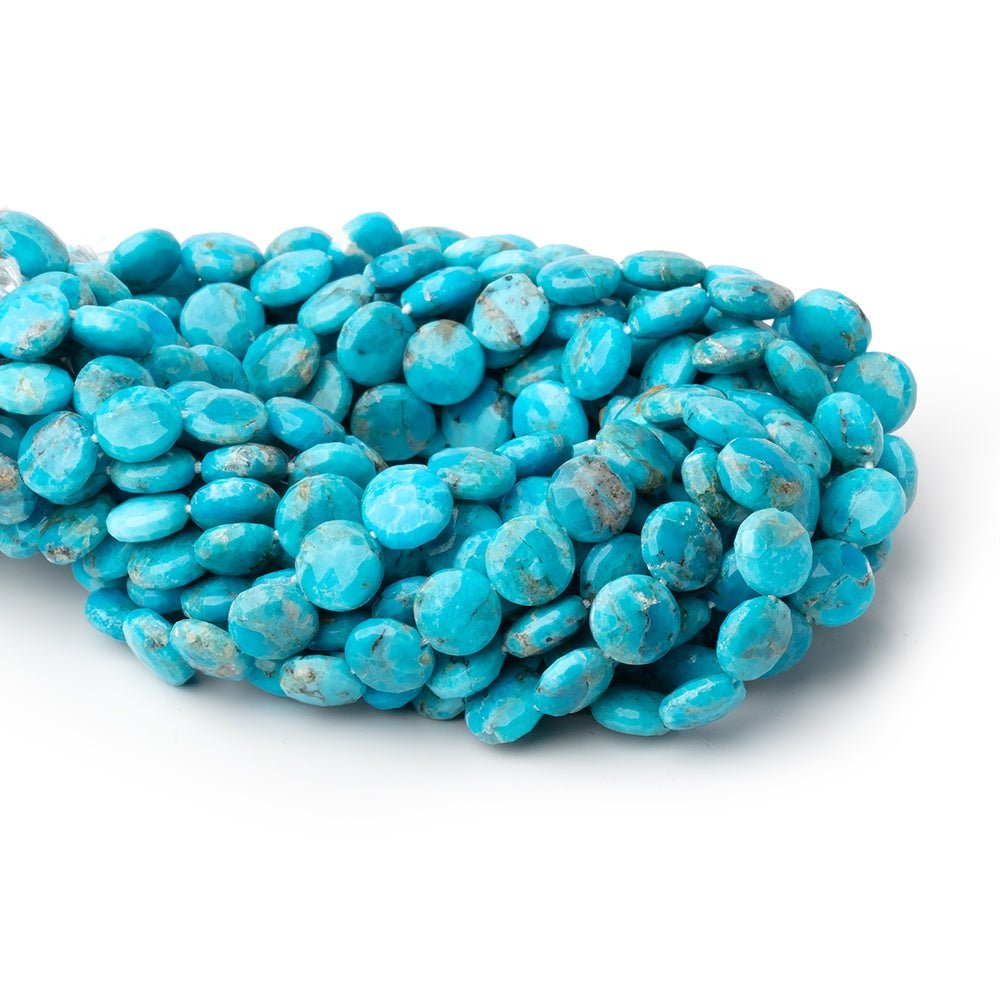 7mm Sleeping Beauty Turquoise Faceted Coins 8 inch 28 Beads - Beadsofcambay.com