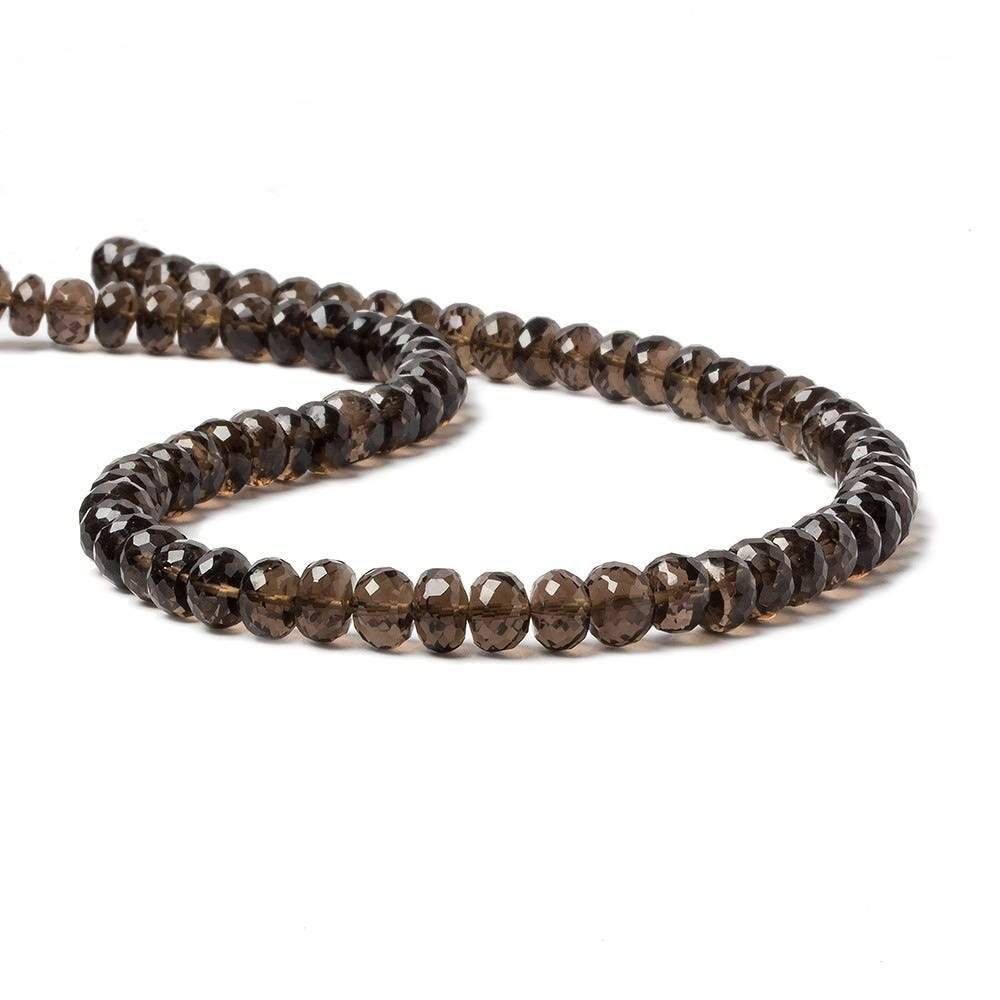 7mm Smoky Quartz Faceted Rondelle Beads 14 inch 77 pieces - Beadsofcambay.com