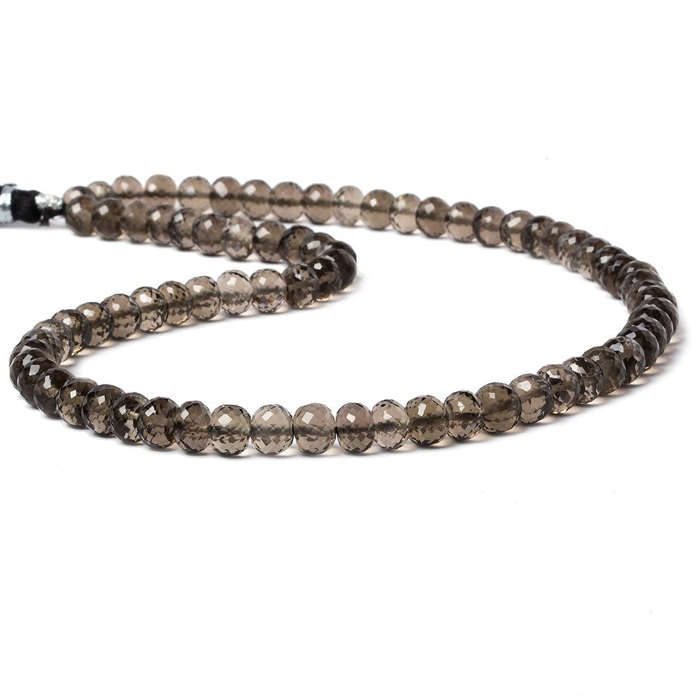 7mm Smoky Quartz Micro-faceted rondelle beads 16 inch 82 pieces - Beadsofcambay.com