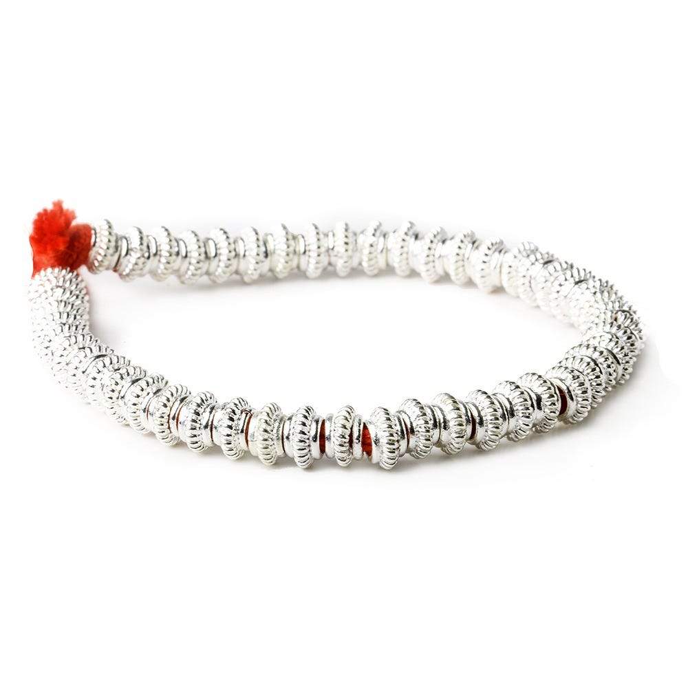 7mm Sterling Silver Plated Copper Spacer Rope Edge 8 inch 52 beads - Beadsofcambay.com