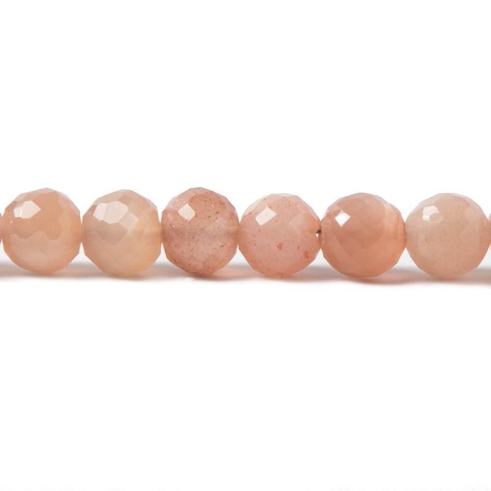 7mm Sunstone & Angel Skin Moonstone faceted rounds 8 inch 32 Beads - Beadsofcambay.com