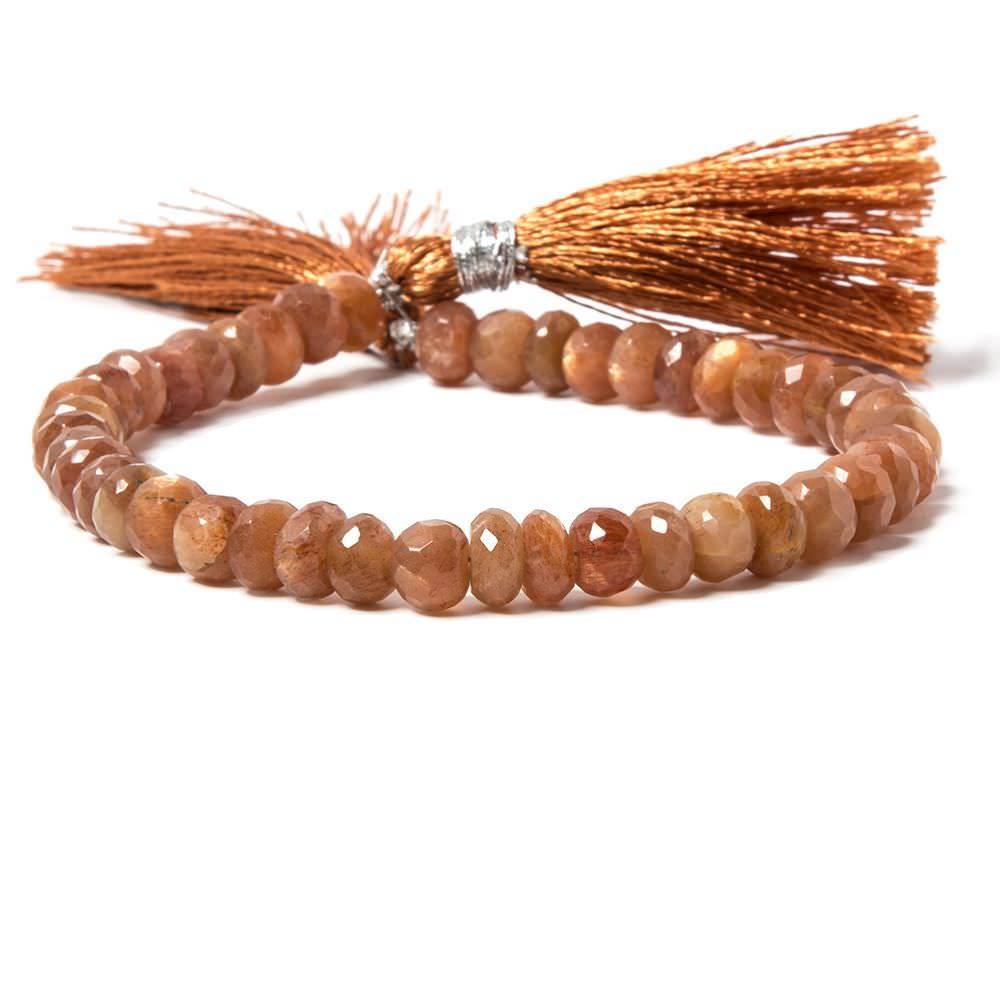 7mm Sunstone faceted rondelle Beads 8 inches 44 pieces - Beadsofcambay.com