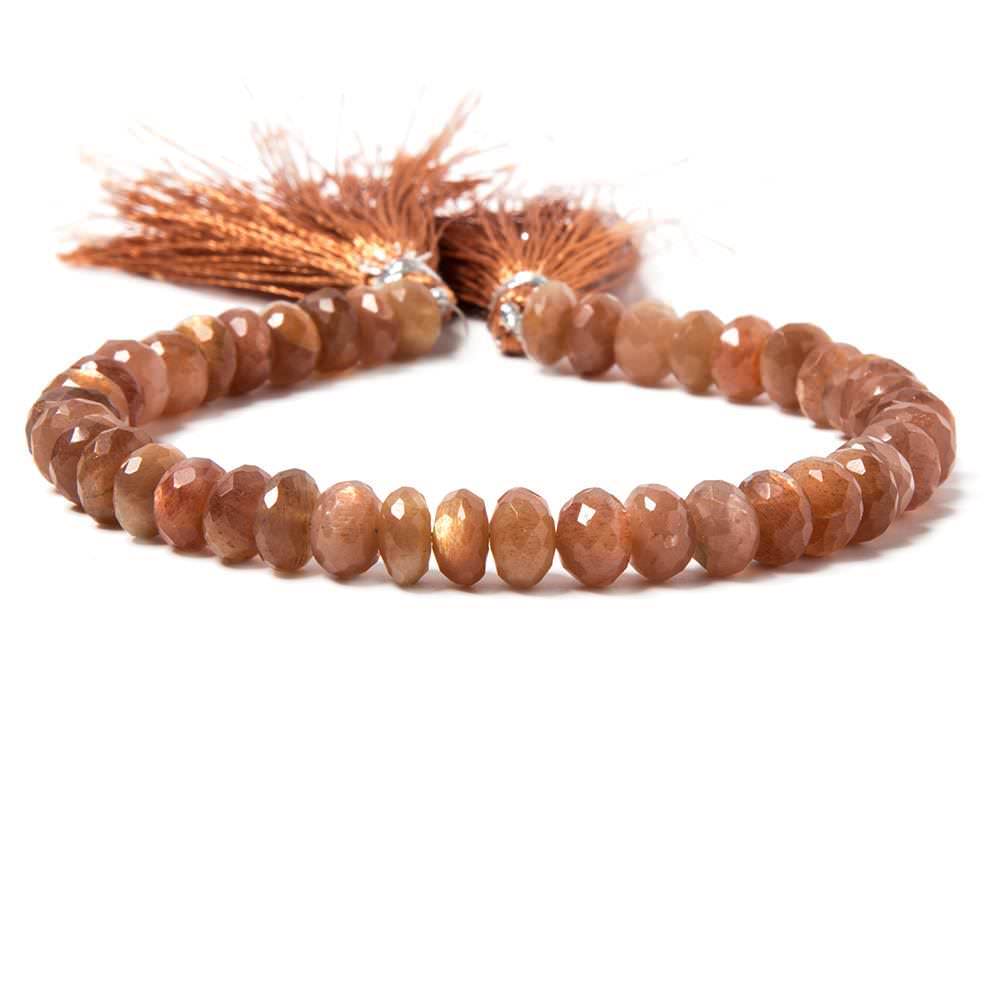 7mm Sunstone faceted rondelles 8 inches 42 Beads - Beadsofcambay.com