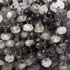 7mm Tourmalinated Quartz faceted rondelle Black Gold Chain by the foot 30 pieces - Beadsofcambay.com