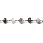 7mm Tourmalinated Quartz faceted rondelle Black Gold Chain by the foot 30 pieces - Beadsofcambay.com