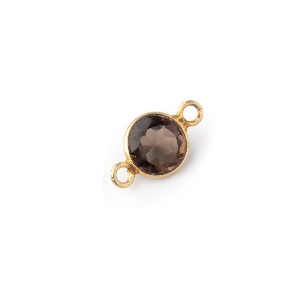 7mm Vermeil Bezel Smoky Quartz Faceted Coin Connector 1 focal bead - Beadsofcambay.com