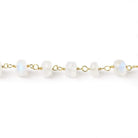 6mm Rainbow Moonstone Faceted Rondelle Beads on Vermeil Chain - Beadsofcambay.com