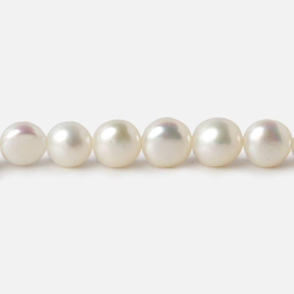 7mm White Button Side Drilled Freshwater Pearls 16 inch 56 pieces - Beadsofcambay.com