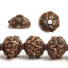 7x13mm Copper Bead Cap Scalloped Design 8 inch 30 pcs - Beadsofcambay.com