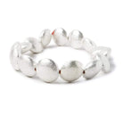 7x14mm Sterling Silver plated Copper Brushed Puffy Coin 8 inch 15 pcs - Beadsofcambay.com