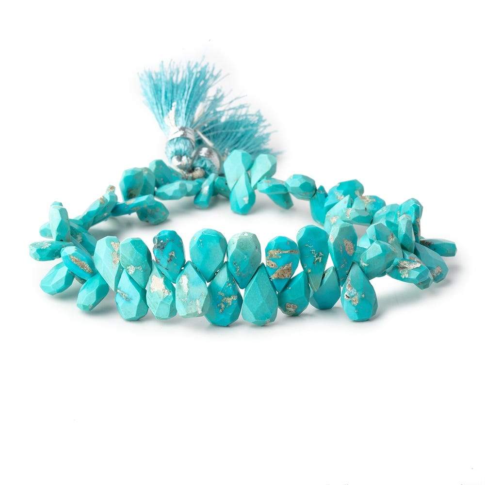 7x3-11x6mm Sleeping Beauty Turquoise Faceted Pear Beads 8 inch 70 pieces - Beadsofcambay.com