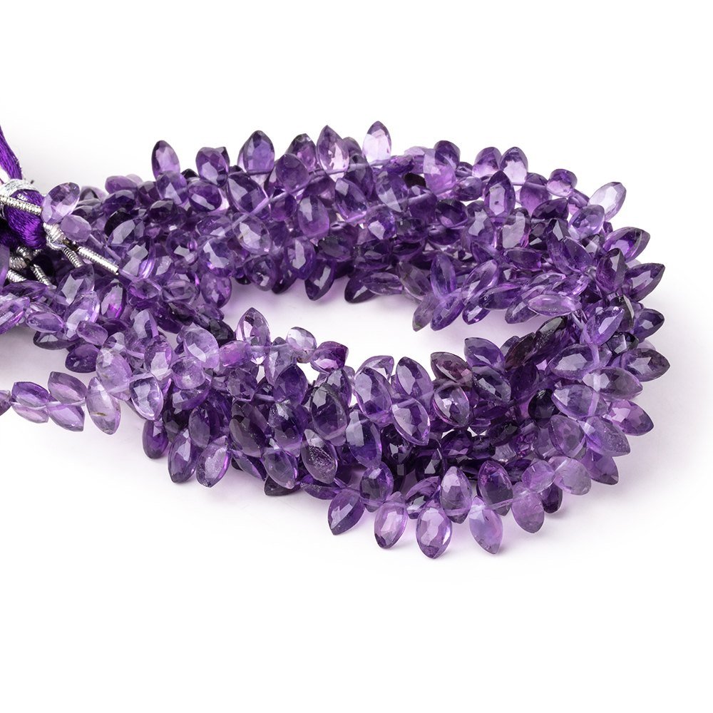 7x3.5mm Amethyst Faceted Marquise Beads 7.5 inch 68 pieces - Beadsofcambay.com