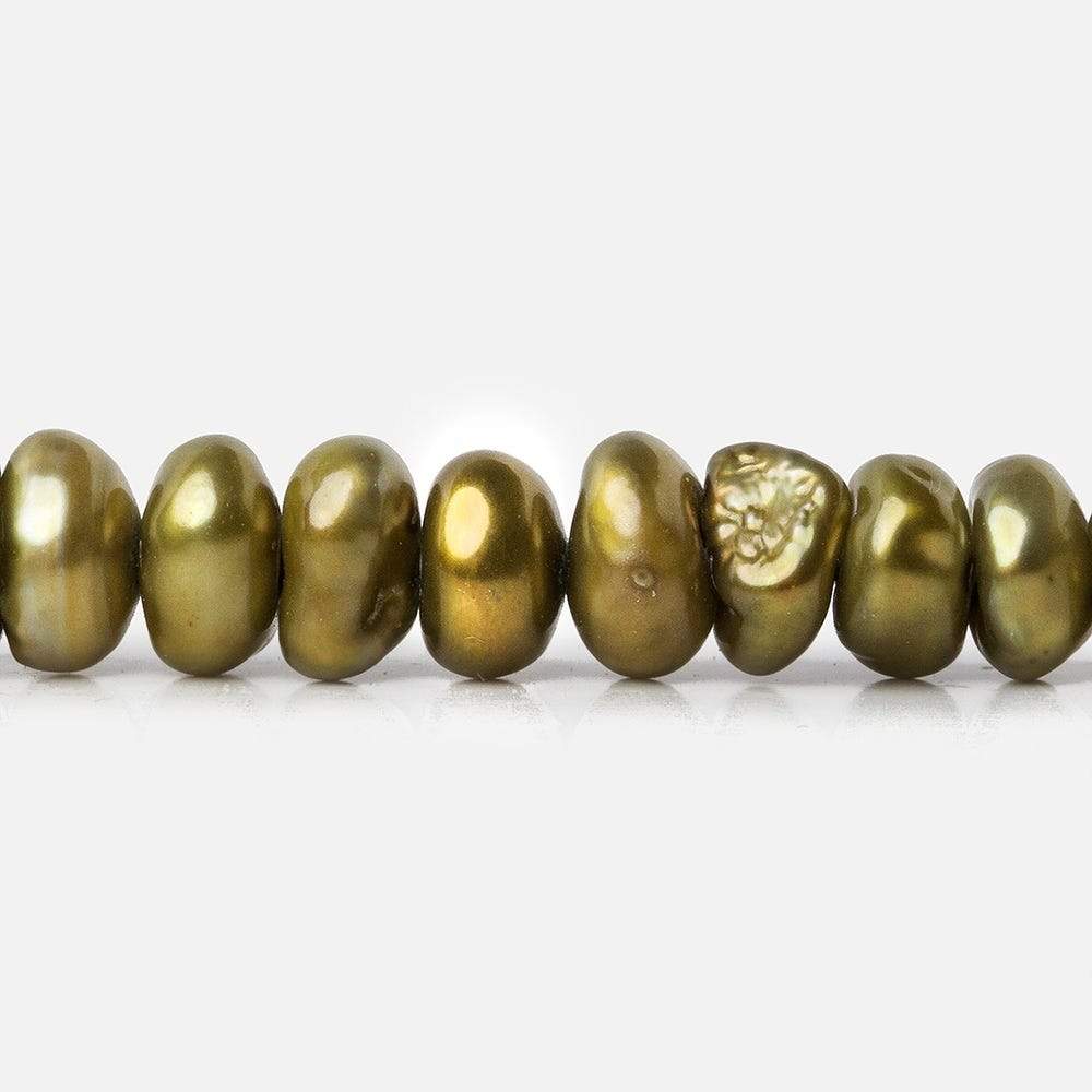 7x3mm Copperish Green Center Drill Keshi 16 inch 108 Freshwater Pearls - Beadsofcambay.com