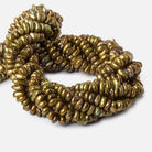 7x3mm Pea Green Center Drilled Keshi Freshwater Pearls 15 inch - Beadsofcambay.com