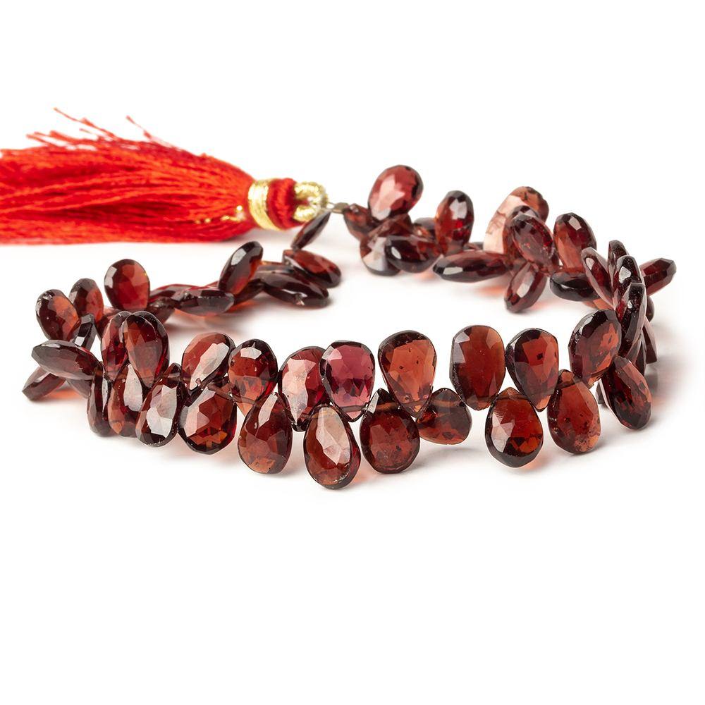 7x4-10x5mm Garnet Faceted Pear Beads 8 inch 63 pieces - Beadsofcambay.com