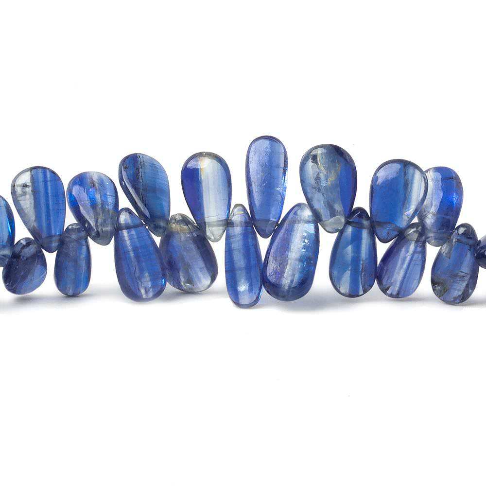 7x4-11.5x6.5mm Blue Kyanite Plain Pear Beads 7.75 inch 61 pieces - Beadsofcambay.com