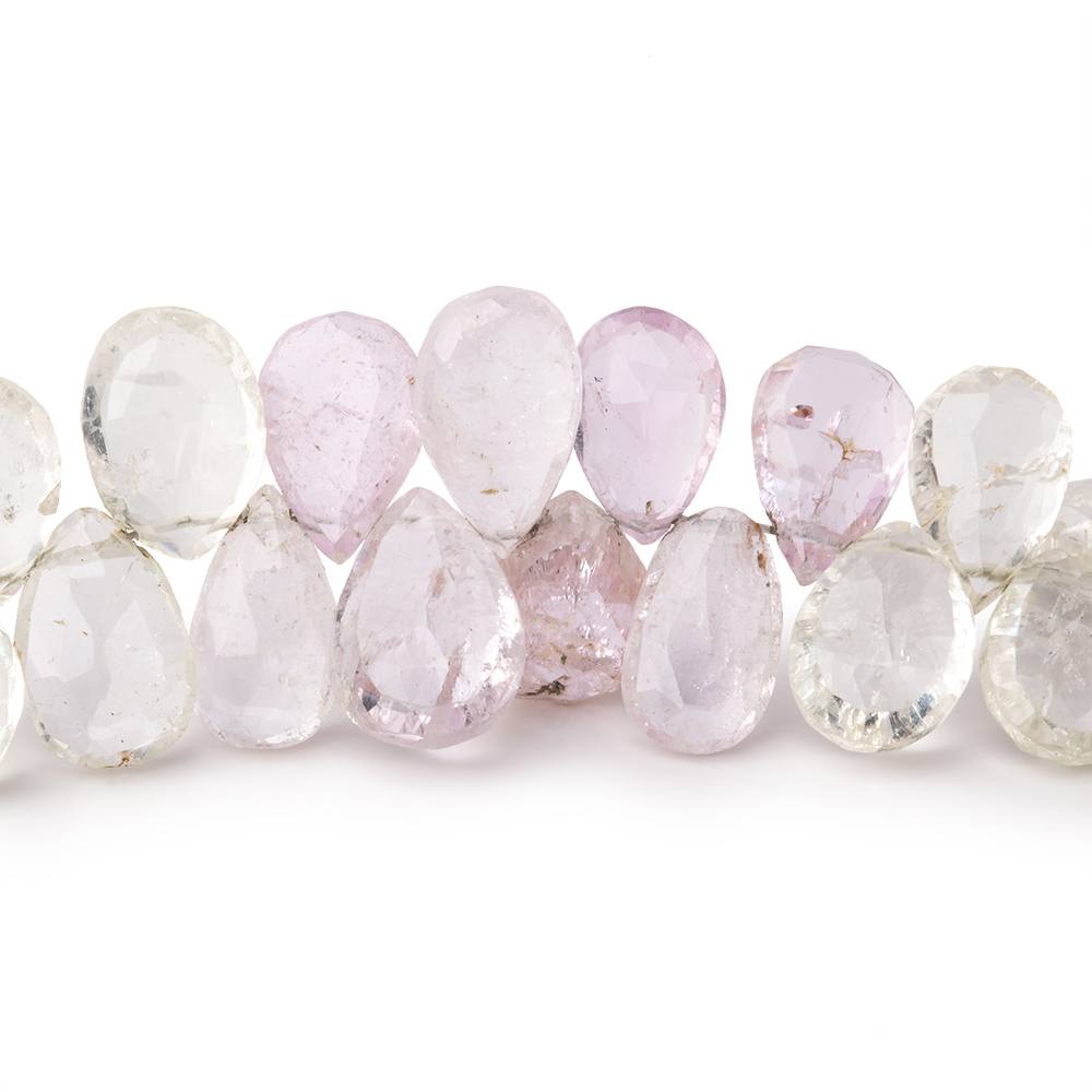 7x4-12x8mm Kunzite and Hiddenite Faceted Pear Beads 9 inch 58 pieces - Beadsofcambay.com