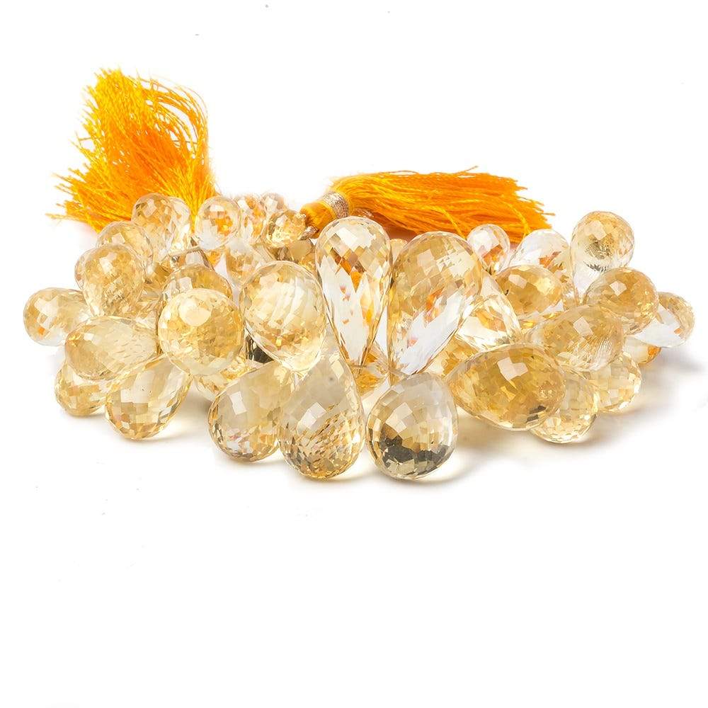 7x4-20x9mm Citrine Faceted Tear Drop Briolette Beads 8.5 inch 65 pieces - Beadsofcambay.com