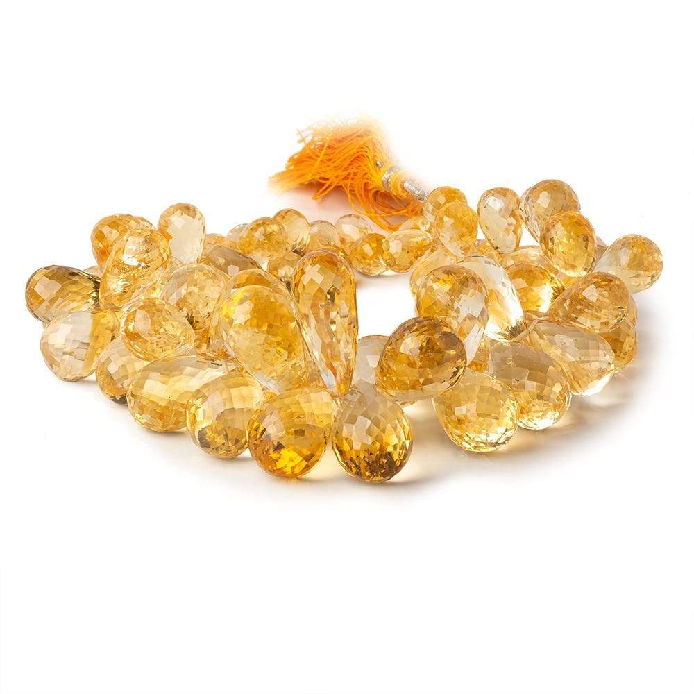 7x4-23x9mm Citrine Faceted Tear Drop Beads 8 inch 66 pieces AA Grade - Beadsofcambay.com