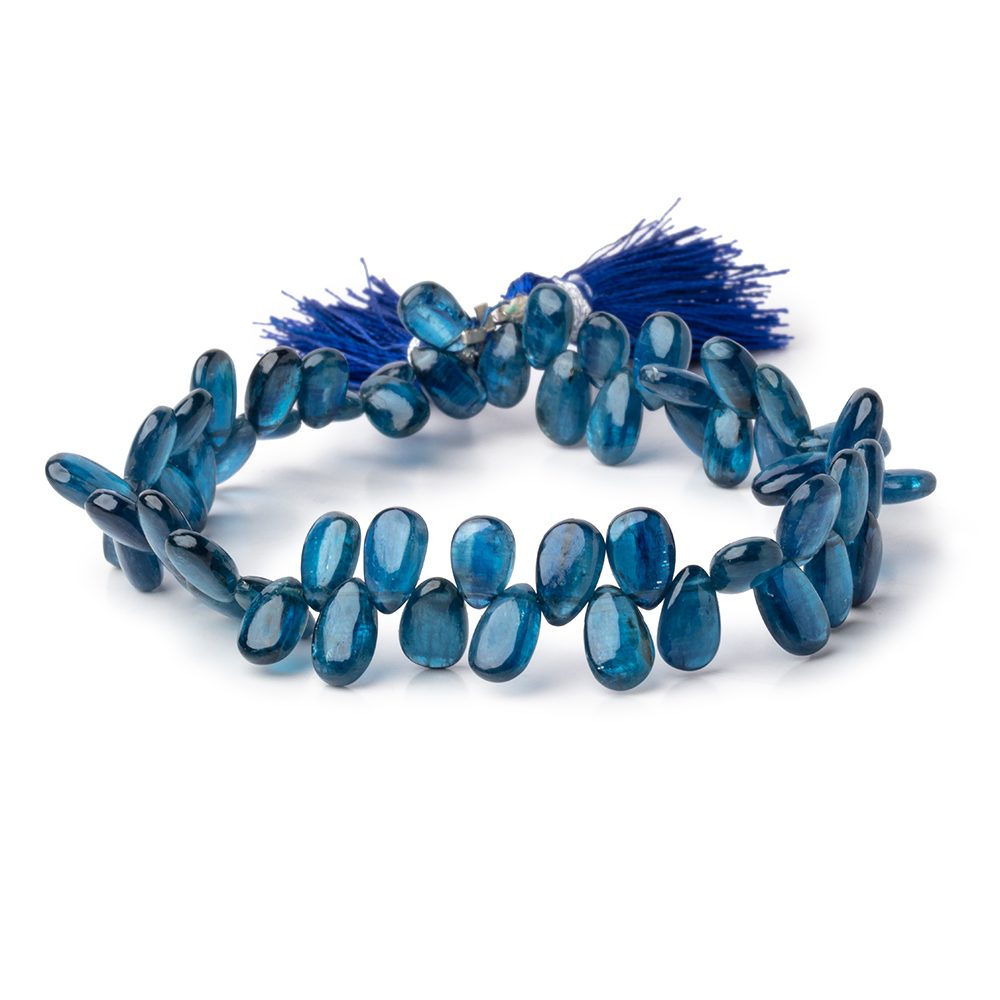 7x4-8x5mm Blue Kyanite Plain Pear Beads 7.5 inch 56 pieces - Beadsofcambay.com