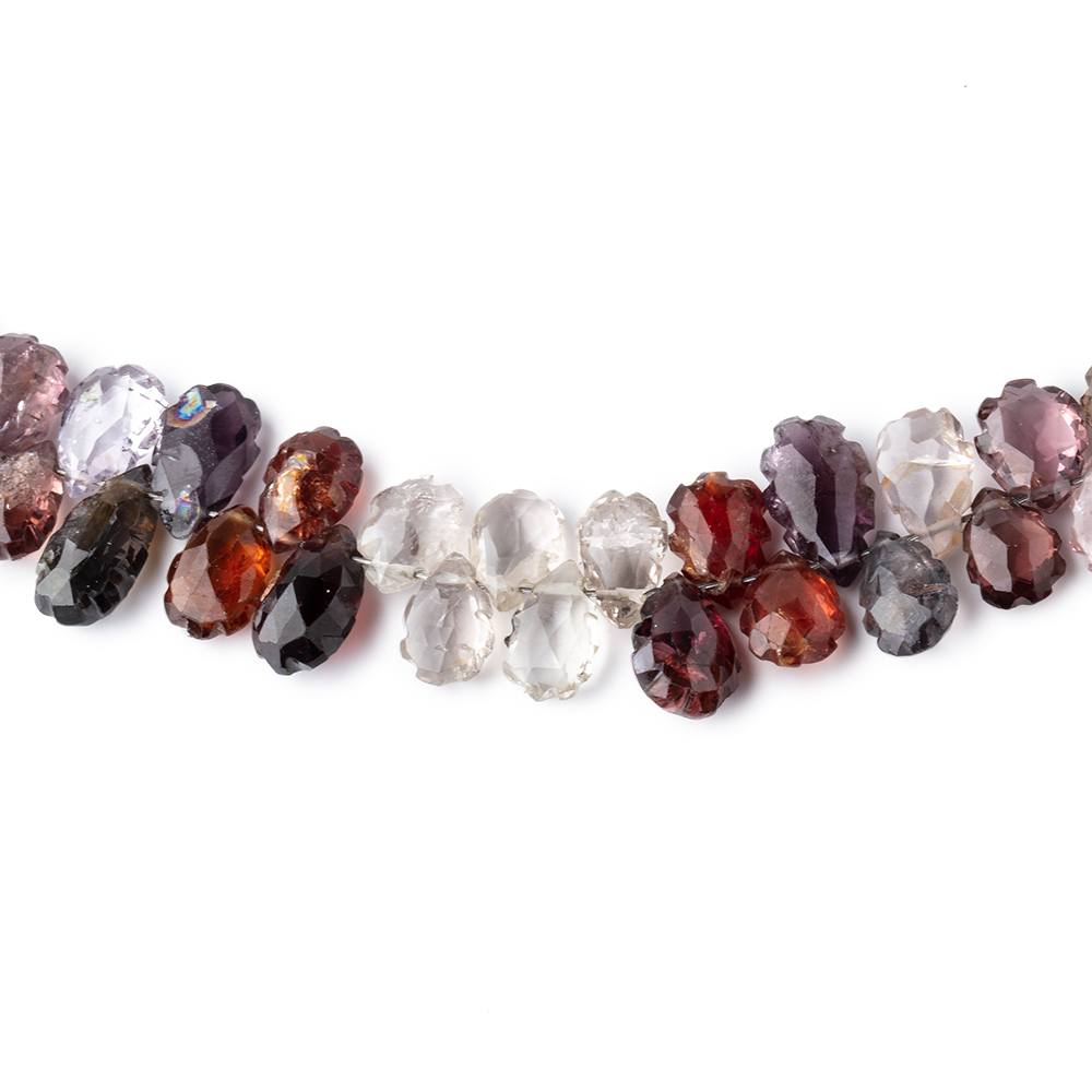 7x4-8x6mm MultiColor Spinel Carved Pear Beads 3.5 inch 31 pieces - Beadsofcambay.com