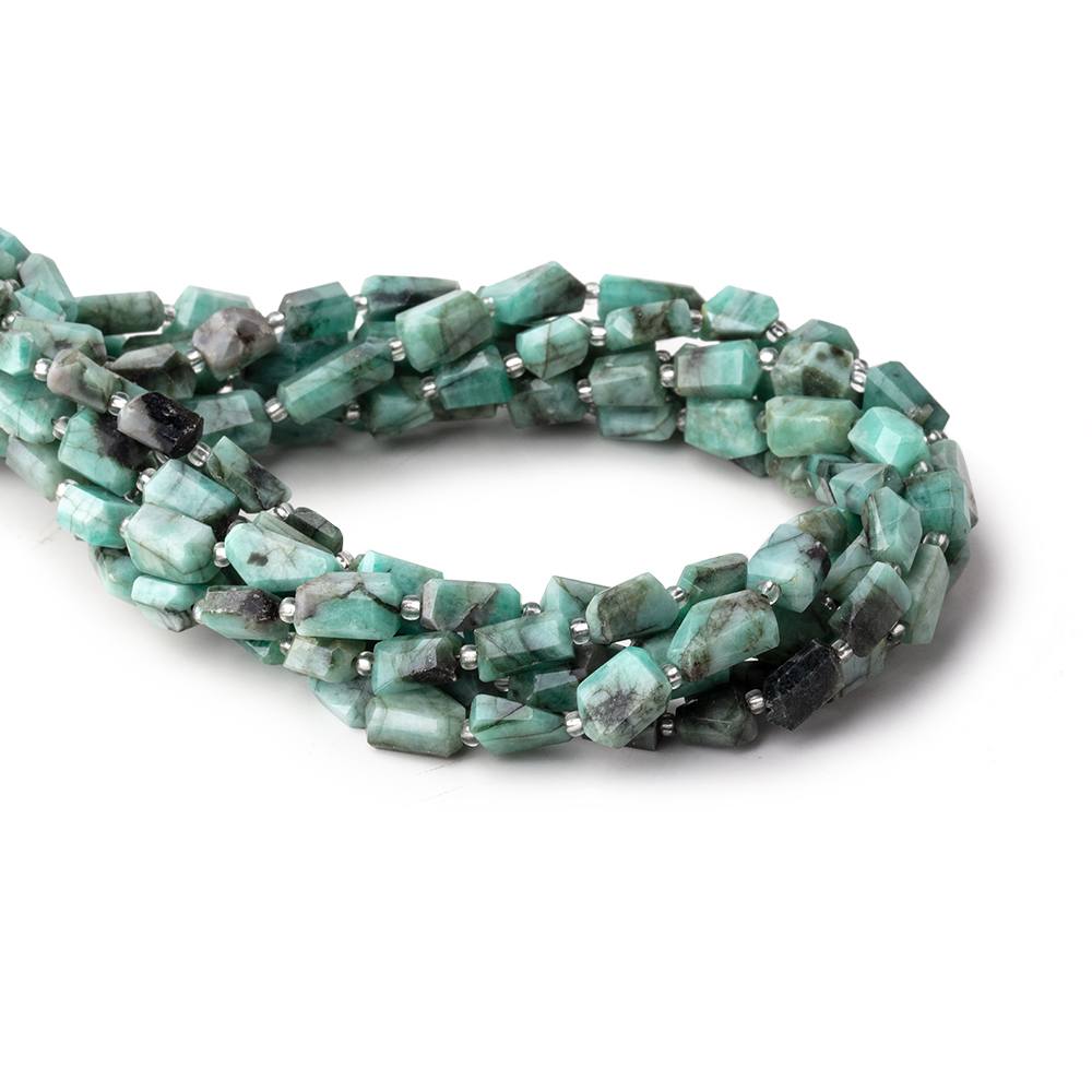 7x5-10x5mm Brazilian Emerald faceted nugget beads 14 inch 33 pieces - Beadsofcambay.com