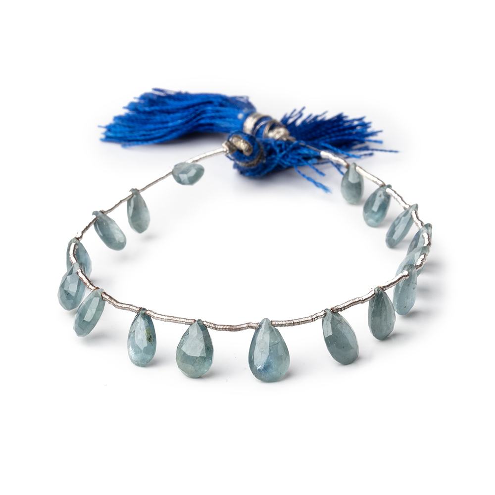 7x5-10x6mm Grey Blue Sapphire Faceted Pear Beads 6.5 inch 17 pieces - Beadsofcambay.com