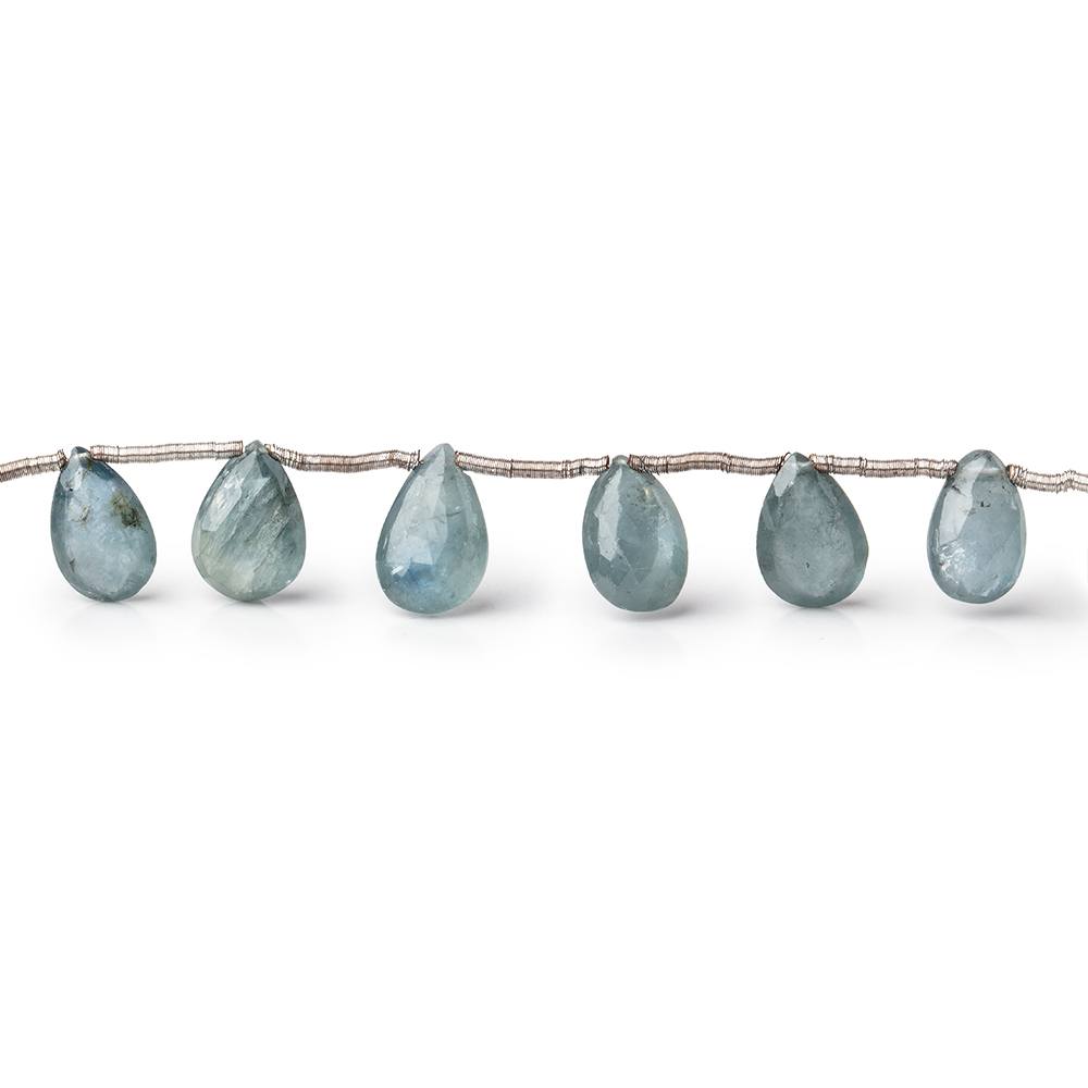 7x5-10x6mm Grey Blue Sapphire Faceted Pear Beads 6.5 inch 17 pieces - Beadsofcambay.com