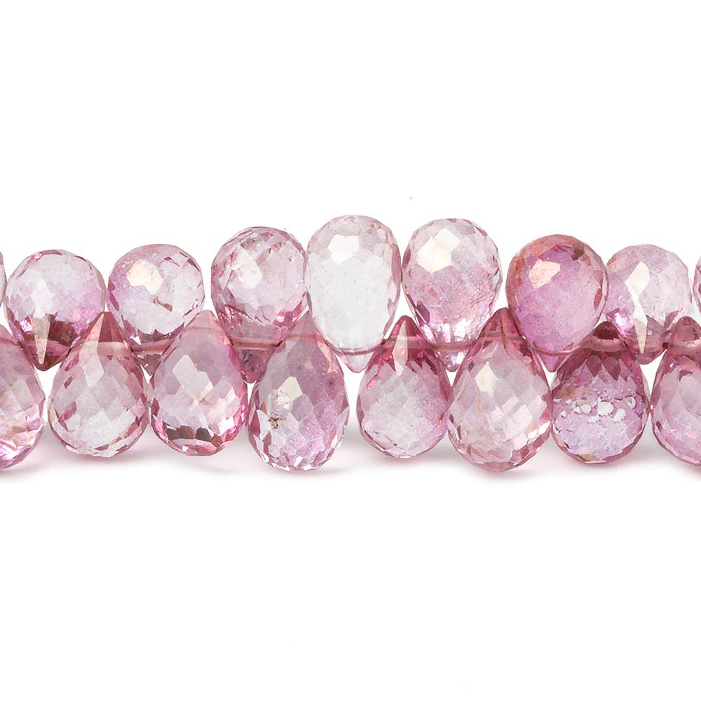 7x5-10x6mm Mystic Pink Topaz Faceted Tear Drop Beads 8 inch 74 pieces - Beadsofcambay.com