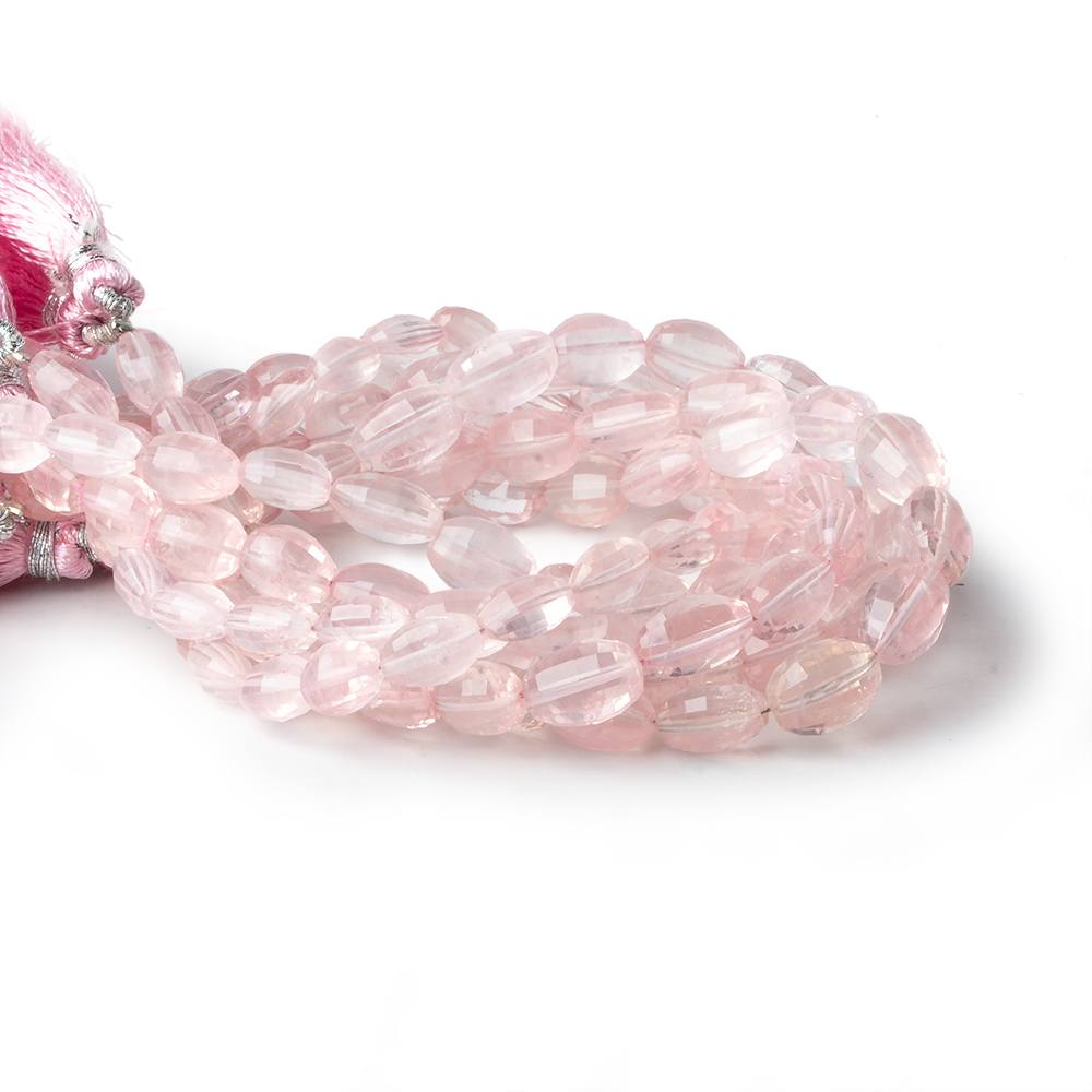 7x5-10x6mm Rose Quartz checkerboard faceted ovals 8 inch 20 beads A - Beadsofcambay.com