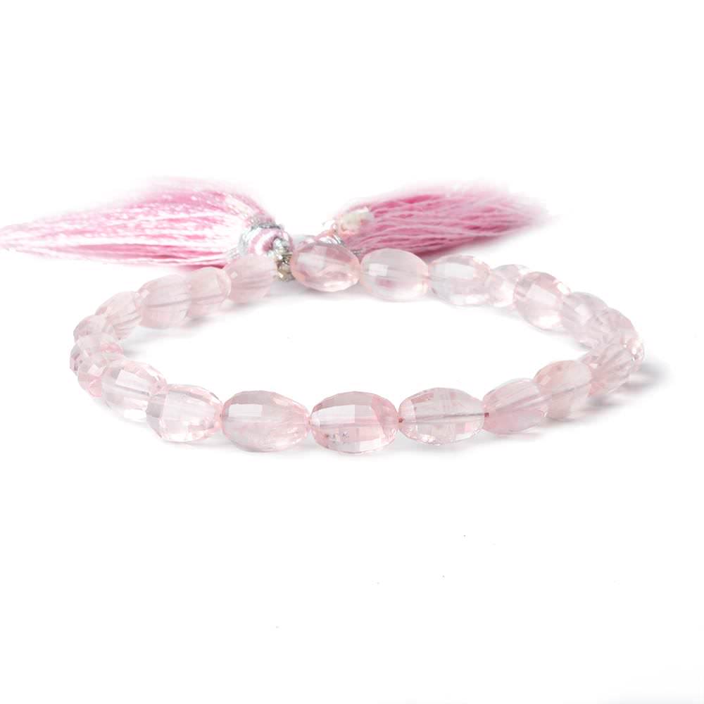 7x5-10x6mm Rose Quartz checkerboard faceted ovals 8 inch 20 beads A - Beadsofcambay.com