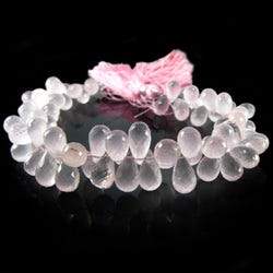 7x5-10x6mm Rose Quartz Tear Drop Briolette Beads 8 inch 76 pieces - Beadsofcambay.com