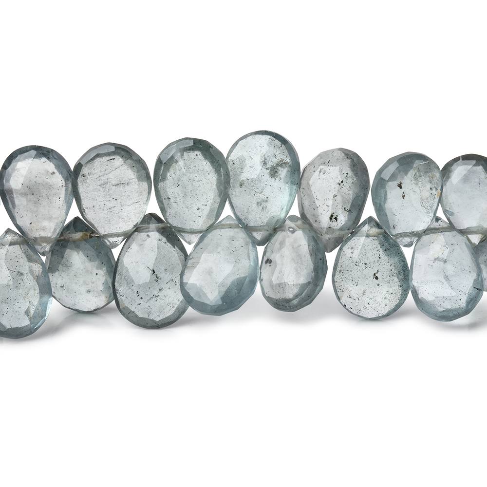 7x5-10x7mm Moss Aquamarine Faceted Pear Beads 8 inch 68 pieces AA - Beadsofcambay.com