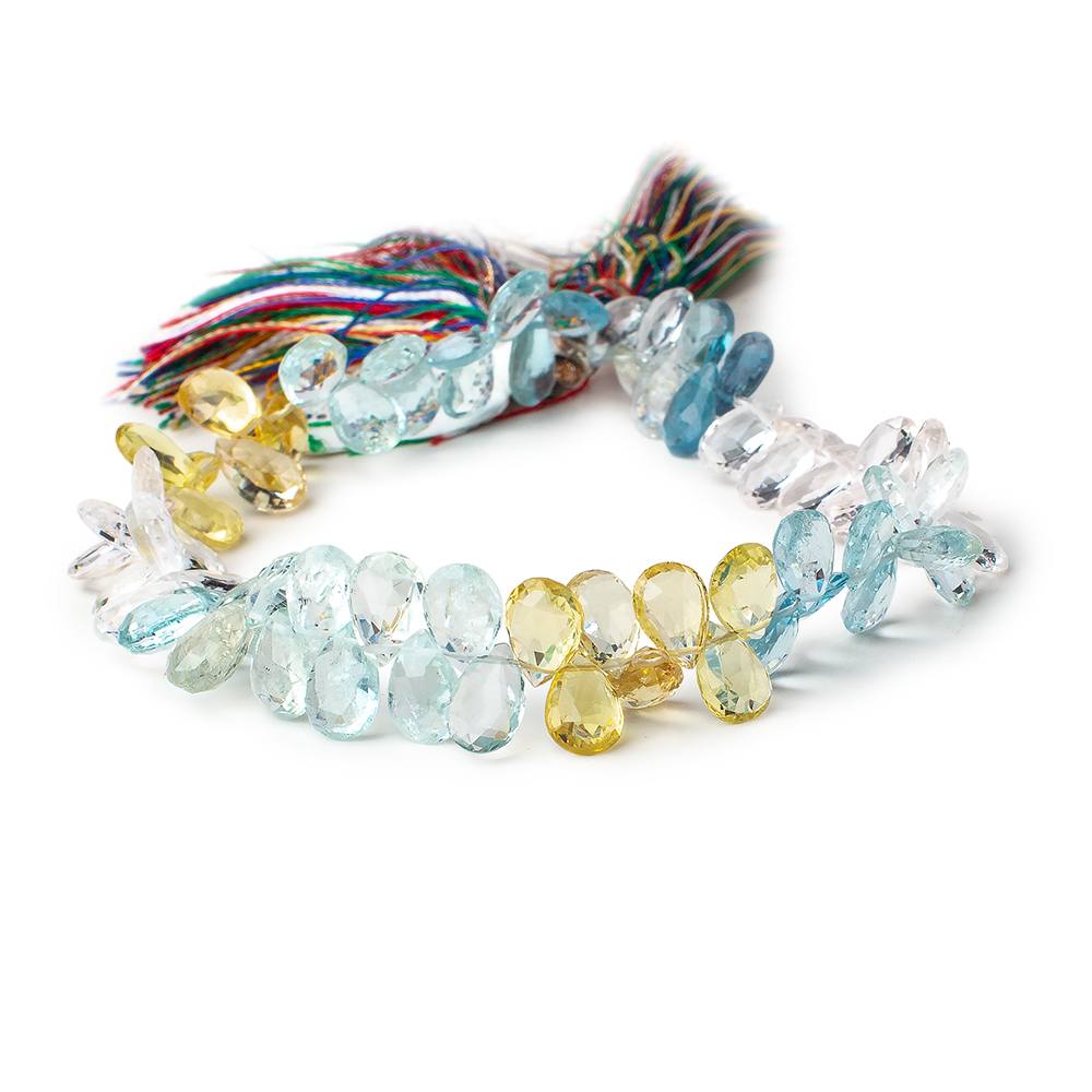 7x5-10x7mm Multi Beryl faceted pear beads 7.5 inches 74 pieces AAA - Beadsofcambay.com