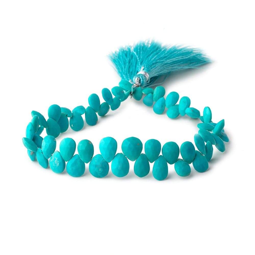 7x5-10x7mm Sleeping Beauty Turquoise faceted pear beads 8.5 inch 58 pieces - Beadsofcambay.com