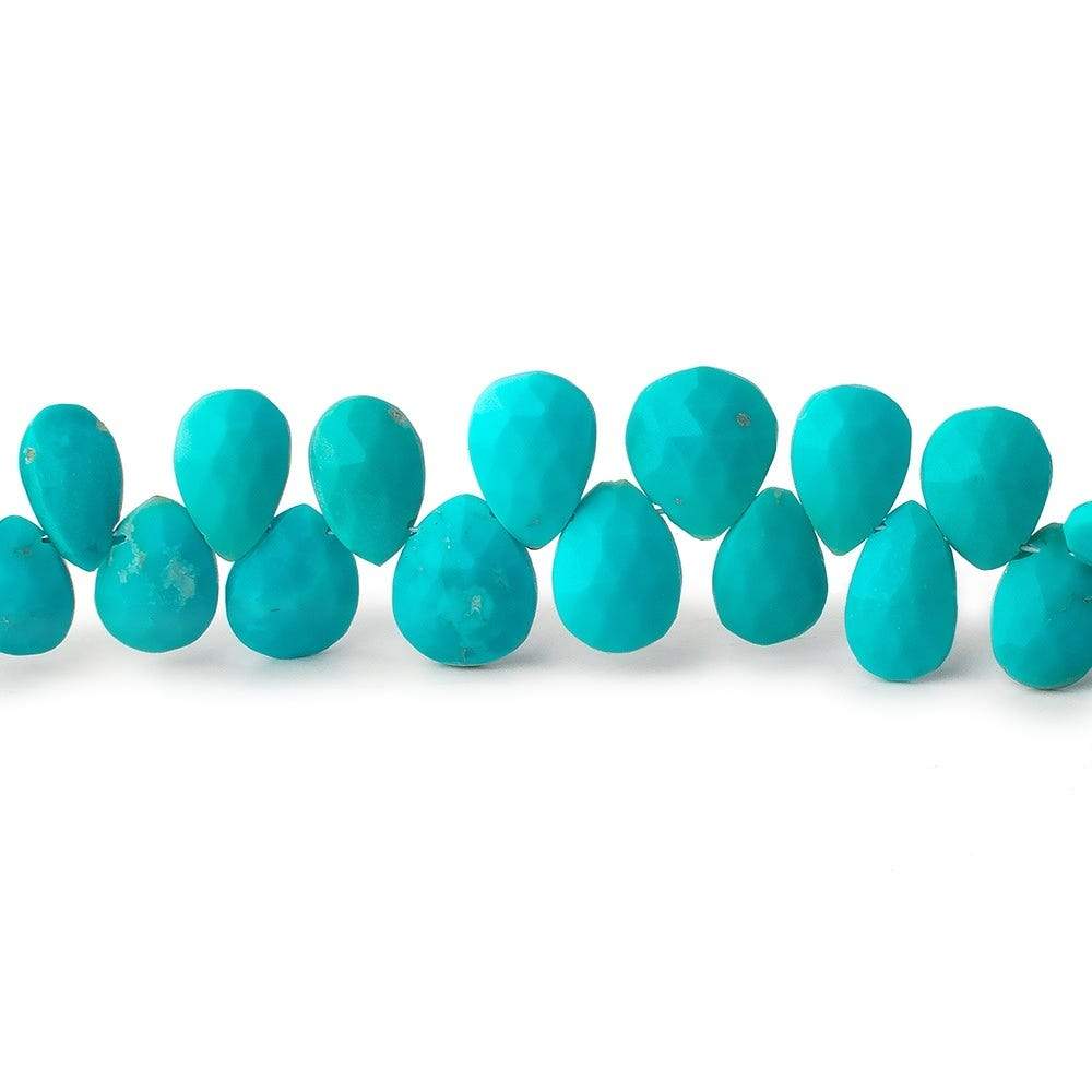 7x5-10x7mm Sleeping Beauty Turquoise faceted pear beads 8.5 inch 58 pieces - Beadsofcambay.com