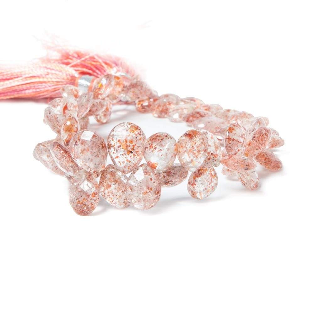 7x5-10x8mm Sunstone faceted pear Beads 8 inch 62 pieces - Beadsofcambay.com
