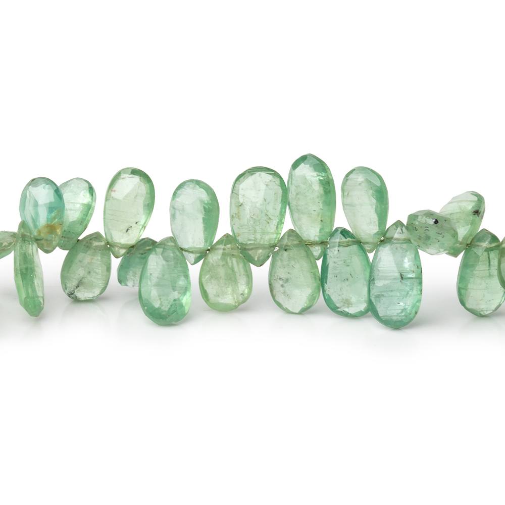 7x5-11x5mm Green Kyanite Faceted Pear Beads 7.5 inch 74 pieces - Beadsofcambay.com