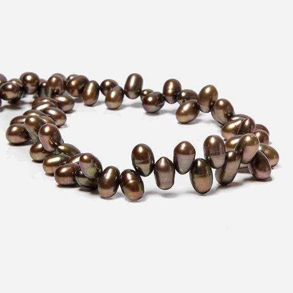 7x5-11x6mm Mocha Brown Top Drilled Oval Freshwater Pearls 15.5 inch 77 pcs - Beadsofcambay.com