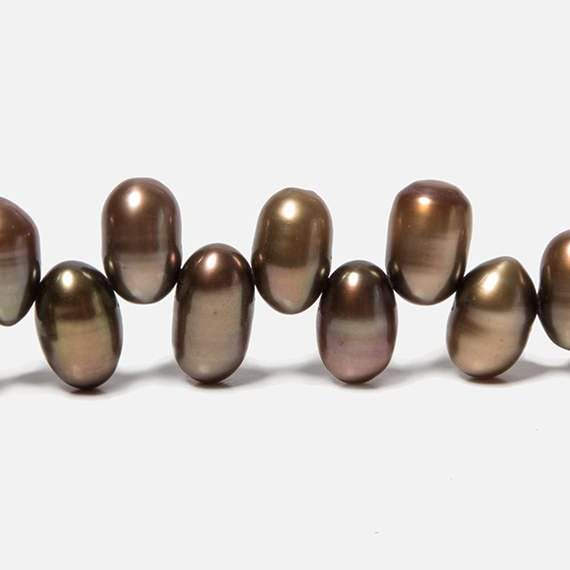7x5-11x6mm Mocha Brown Top Drilled Oval Freshwater Pearls 15.5 inch 77 pcs - Beadsofcambay.com