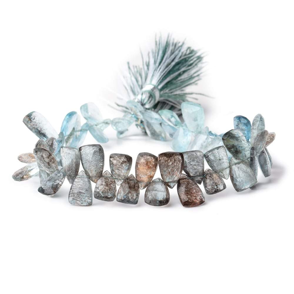 7x5-11x6mm Moss Aquamarine Top Drilled Faceted Points 7 inch 58 Beads - Beadsofcambay.com