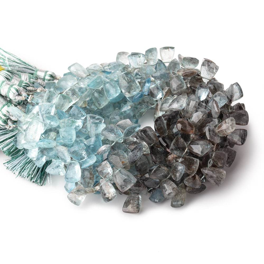 7x5-11x6mm Moss Aquamarine Top Drilled Faceted Points 7 inch 58 Beads - Beadsofcambay.com
