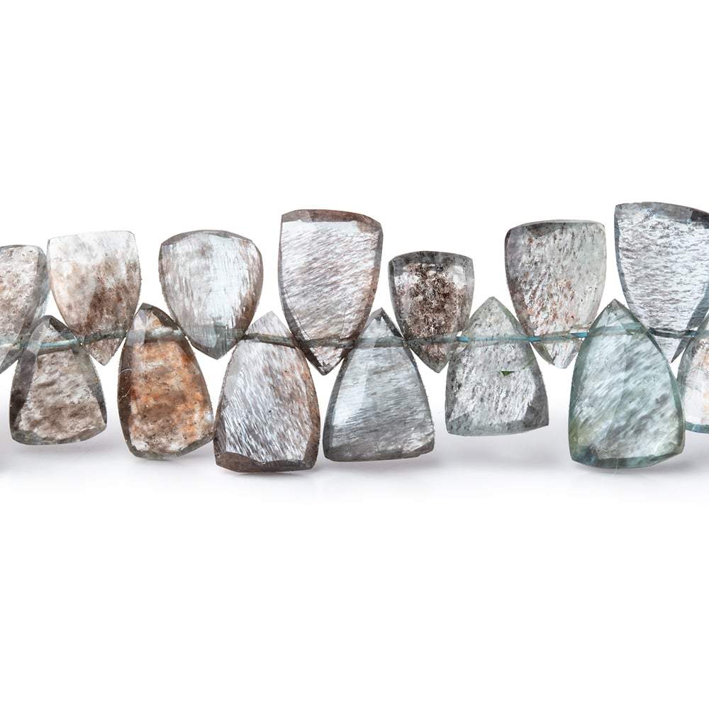 7x5-11x6mm Moss Aquamarine Top Drilled Faceted Points 7 inch 58 Beads - Beadsofcambay.com